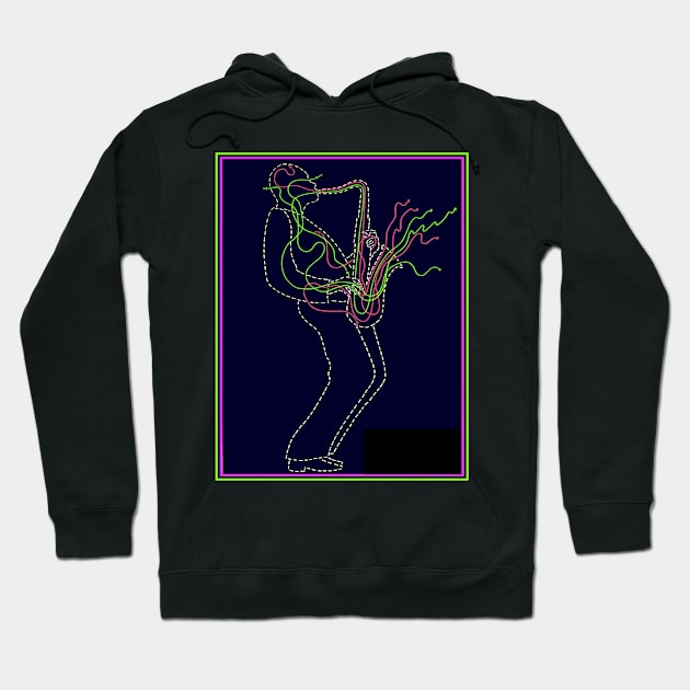 Saxophonist : Abstract Pop Art Surreal Musical Print Hoodie by posterbobs